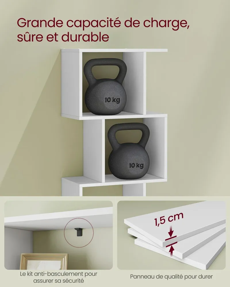 Bibliothèque contemporain étagère à 6 niveaux 24 x 40 x 191 cm meuble de rangement cloison séparateur pour salon chambre b...