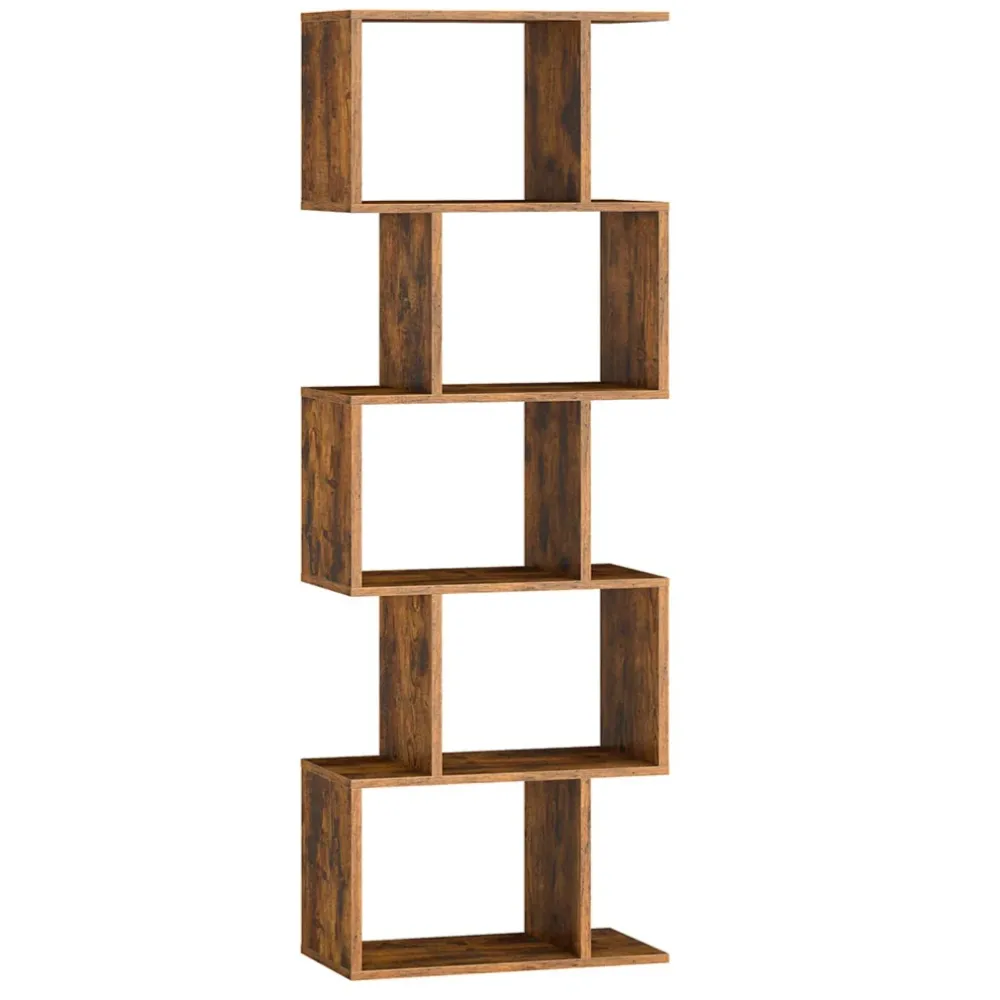 Bibliothèque contemporain étagère à 6 niveaux meuble de rangement cloison séparateur pour salon chambre bureau marron 12_0...
