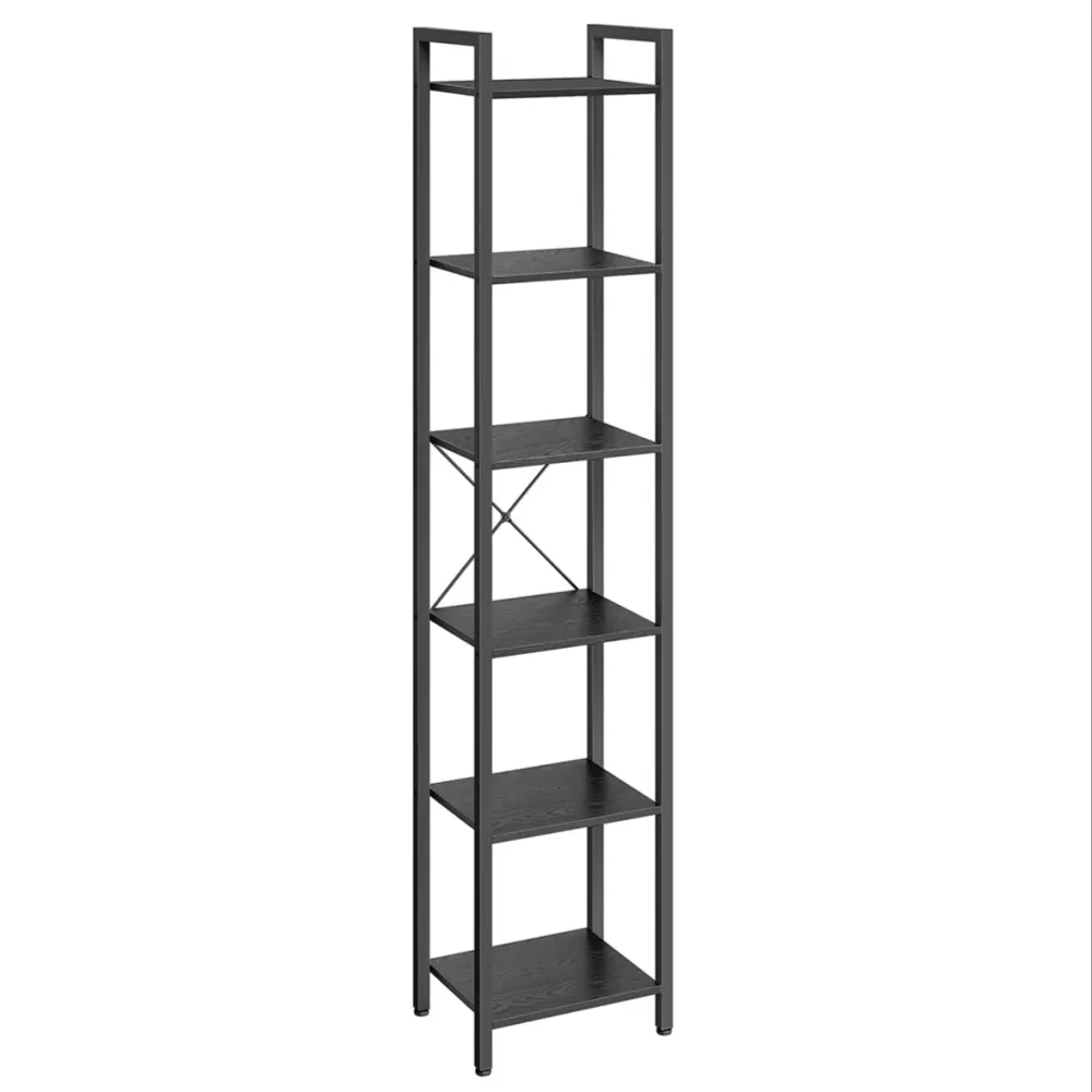 Bibliothèque 6 niveaux étagère livres meuble de rangement ouvert pour bureau salon chambre 40 x 30 x 178,6 cm noir 12_0004189