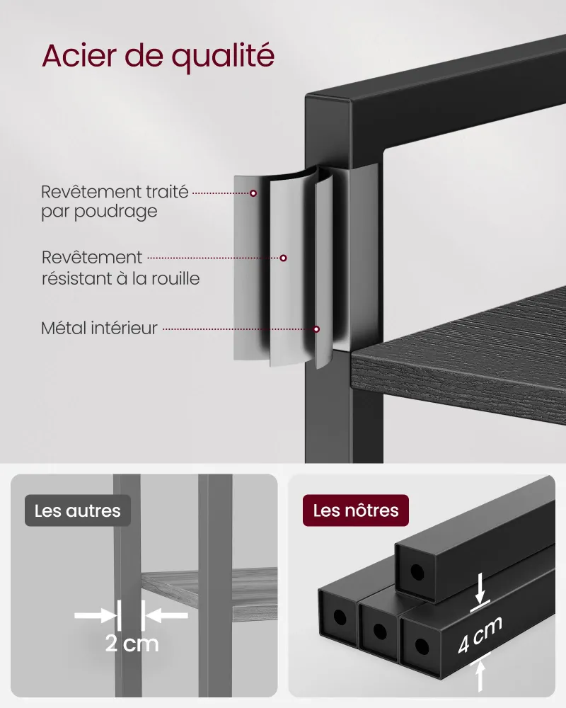 Bibliothèque 6 niveaux étagère livres meuble de rangement ouvert pour bureau salon chambre 40 x 30 x 178,6 cm noir 12_0004189