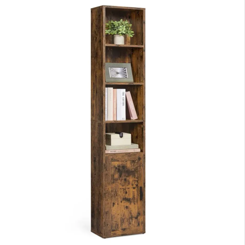 Bibliothèque étagère haute sur 6 niveaux avec porte meuble de rangement ouvert 24 x 318 x 175 cm pour salon bureau salle à...