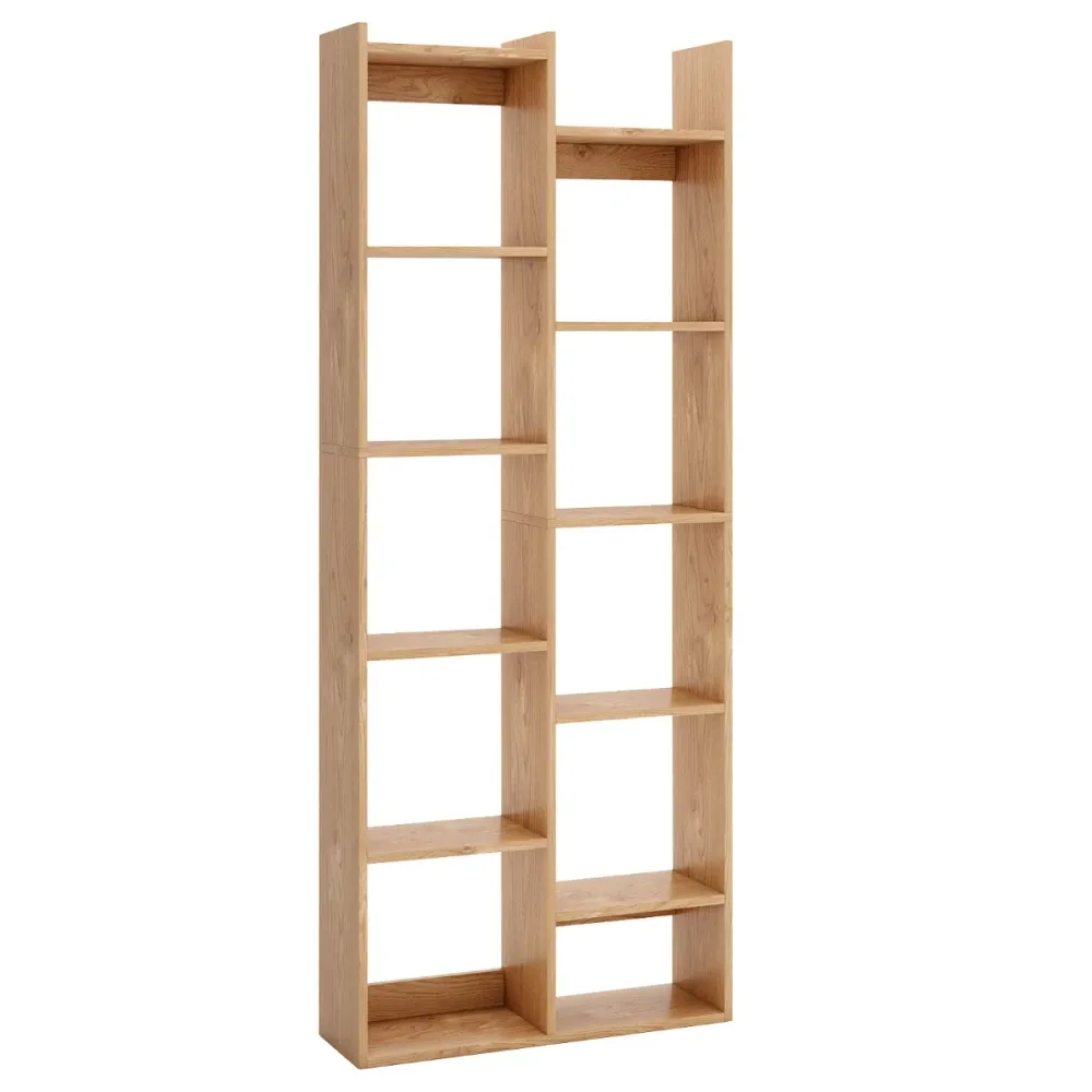 Bibliothèque étagère à 12 niveaux 65 x 20 x 162 cm rangement expansif design novateur en forme d'arbre en bois naturel 20_...
