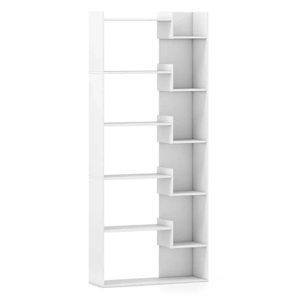 Bibliothèque à 11 étagères de rangement 69 x 22 x 163 cm deux dispositifs anti-basculement style actuel en panneau de part...