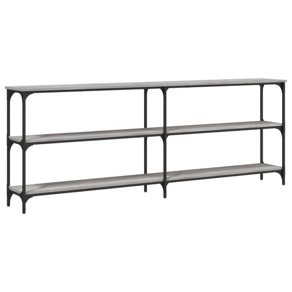 Bloc-notes mural Table console avec étagères design industriel 200 x 29 x 75 cm bois d'ingénierie gris et métal DEC032231