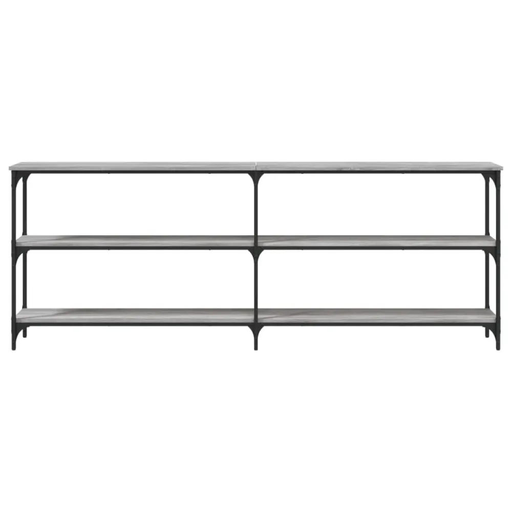 Bloc-notes mural Table console avec étagères design industriel 200 x 29 x 75 cm bois d'ingénierie gris et métal DEC032231