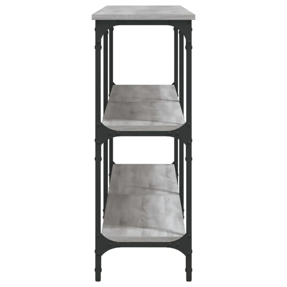 Bloc-notes mural Table console avec étagères design industriel 200 x 29 x 75 cm bois d'ingénierie gris et métal DEC032231