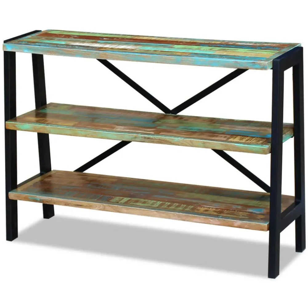 Buffet bahut armoire console meuble de rangement 3 étagères bois de récupération massif 4402008
