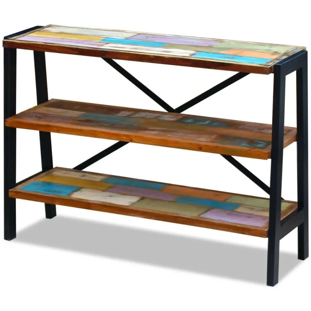 Buffet bahut armoire console meuble de rangement 3 étagères bois de récupération massif 4402008