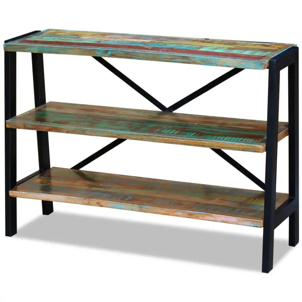 Buffet bahut armoire console meuble de rangement 3 étagères bois de récupération massif 4402008