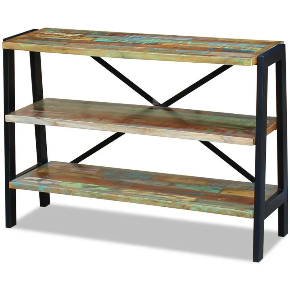 Buffet bahut armoire console meuble de rangement 3 étagères bois de récupération massif 4402008