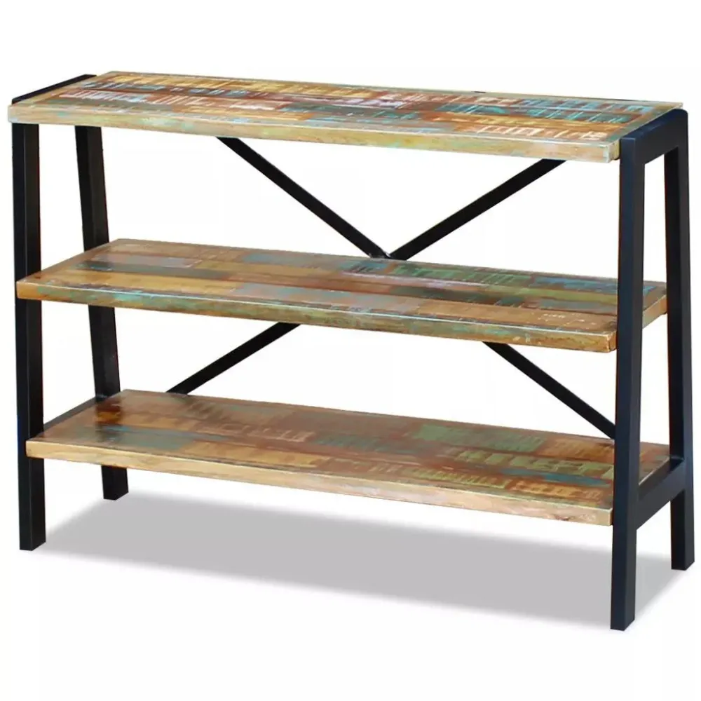 Buffet bahut armoire console meuble de rangement 3 étagères bois de récupération massif 4402008