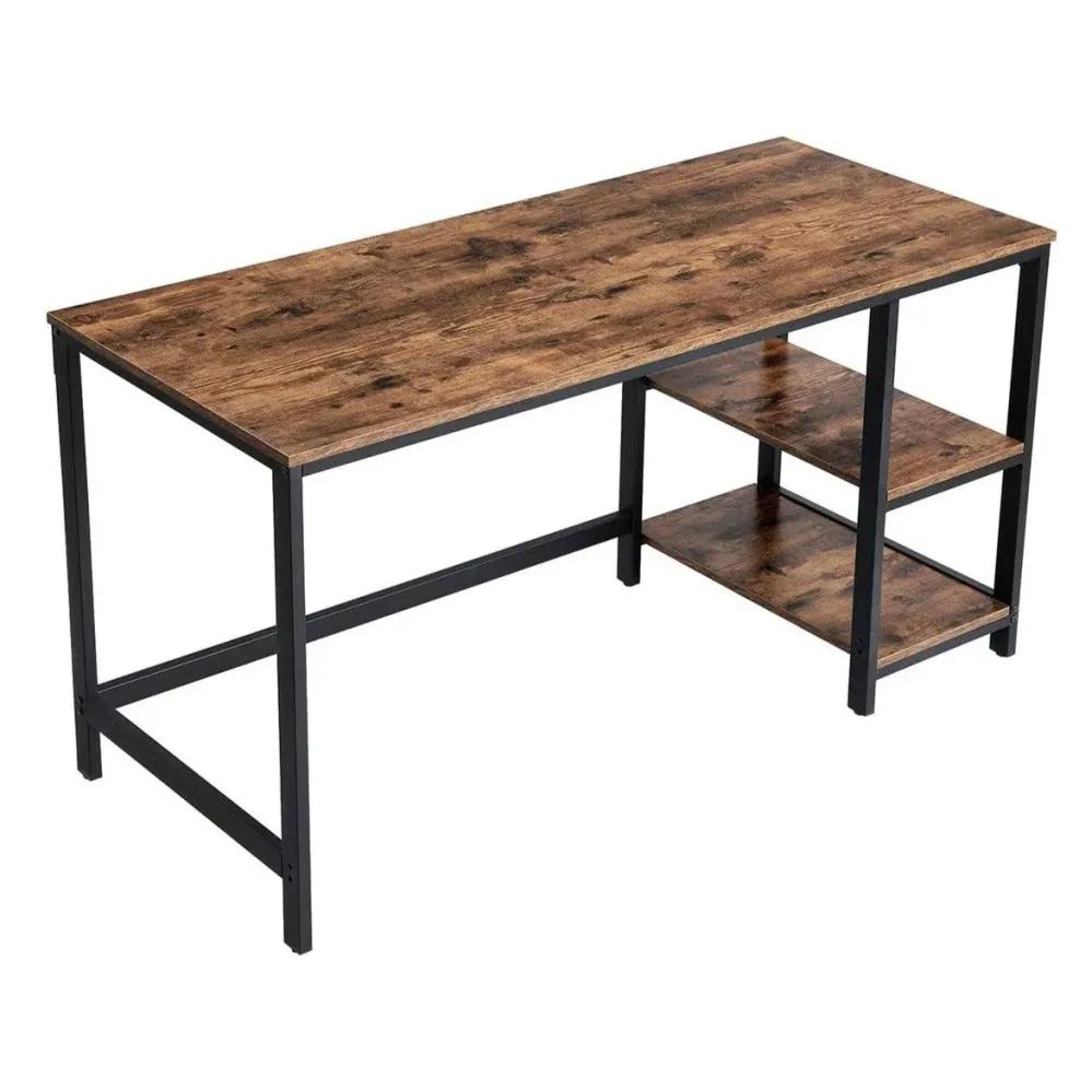 Bureau avec rangement table d ordinateur avec 2 étagères réversibles poste de travail pour télétravail salon cadre en acie...