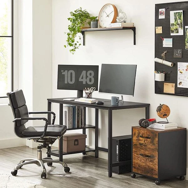 Bureau d'ordinateur VASAGLE avec étagères noir LWD047B16 se procurer à bas prix