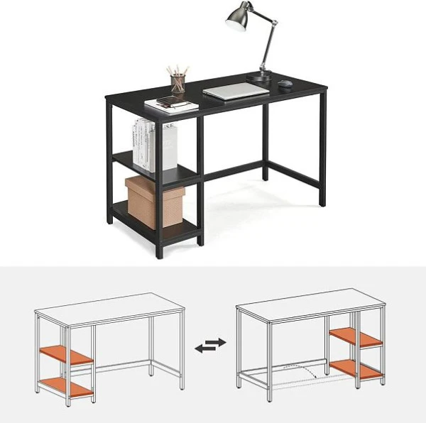 Bureau d'ordinateur VASAGLE avec étagères noir LWD047B16 se procurer à bas prix