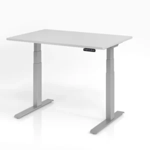 Bureau Hammerbacher XDKB12 120 x 80 cm plateau : gris épaisseur 25 mm chant épais en ABS forme rectangulaire VXDKB12/5/S o...