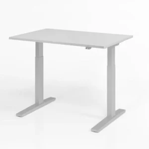 Bureau Hammerbacher XMKA12 120 x 80 cm plateau : gris épaisseur 25 mm chant épais en ABS forme rectangulaire VXMKA12/5/S p...