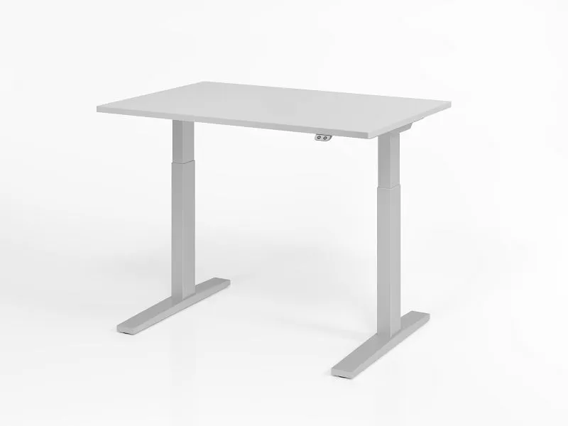 Bureau Hammerbacher XMKA12 120 x 80 cm plateau : gris épaisseur 25 mm chant épais en ABS forme rectangulaire VXMKA12/5/S p...