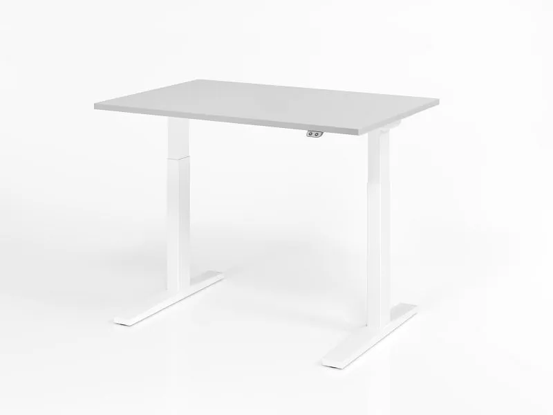 Bureau Hammerbacher XMKA12 120 x 80 cm plateau : gris épaisseur 25 mm chant solide en ABS forme rectangulaire blanc VXMKA1...