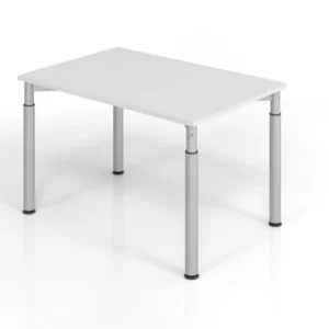 Bureau Hammerbacher YS12 120 x 80 cm plateau : gris épaisseur 25 mm chant épais en ABS forme rectangulaire argent VYS12/5/...