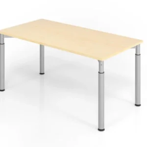 Bureau Hammerbacher YS16 160 x 80 cm plateau : érable épaisseur 25 mm chant gros en ABS forme rectangulaire argent VYS16/3...