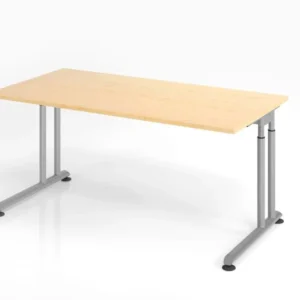 Bureau Hammerbacher ZS16 160 x 80 cm plateau : érable épaisseur 25 mm chant compact en ABS forme rectangulaire argent VZS1...