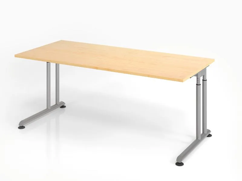 Bureau Hammerbacher ZS19 180 x 80 cm plateau : érable épaisseur 25 mm chant épais en ABS forme rectangulaire argent VZS19/...