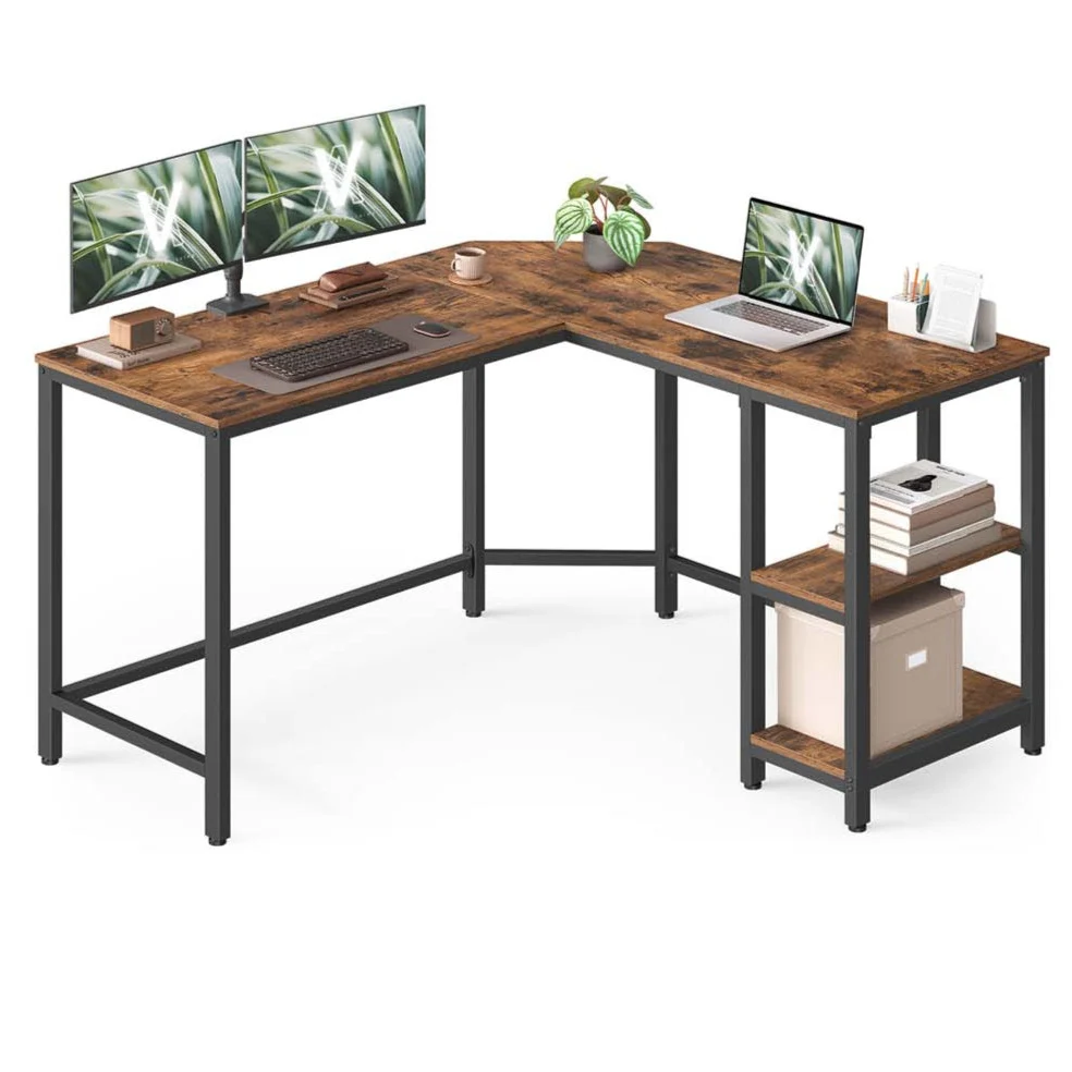 Bureau informatique table d'angle bureau poste de travail avec étagère de rangement table informatique pour maison et bure...