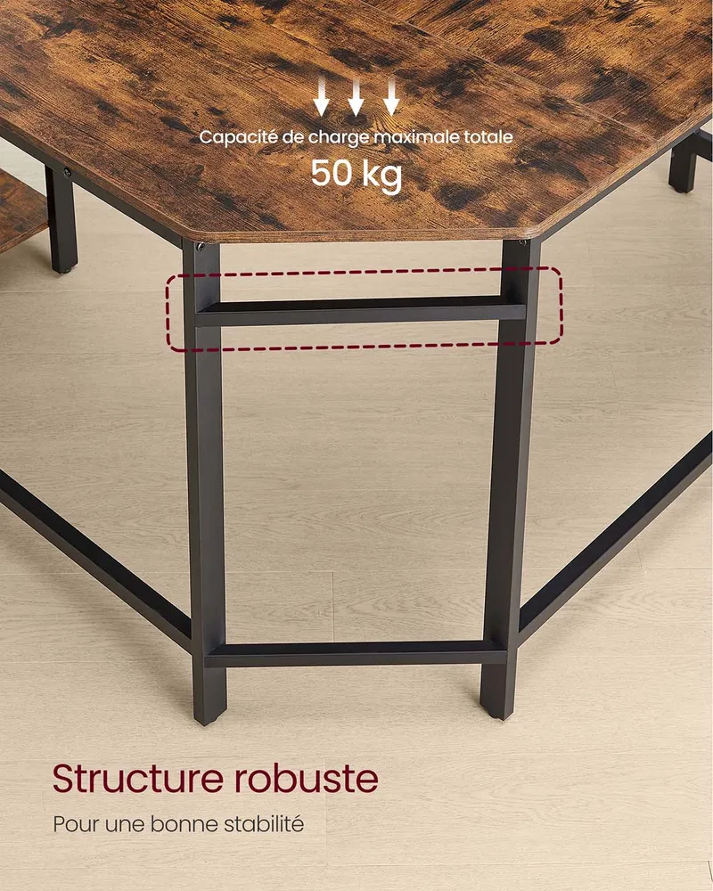 Bureau informatique table d'angle bureau poste de travail avec étagère de rangement table informatique pour maison et bure...