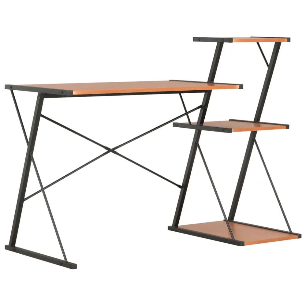 Bureau table poste de travail meuble d'ordinateur informatique étude avec étagère et 116 x 50 x 93 cm noir 02_0023482