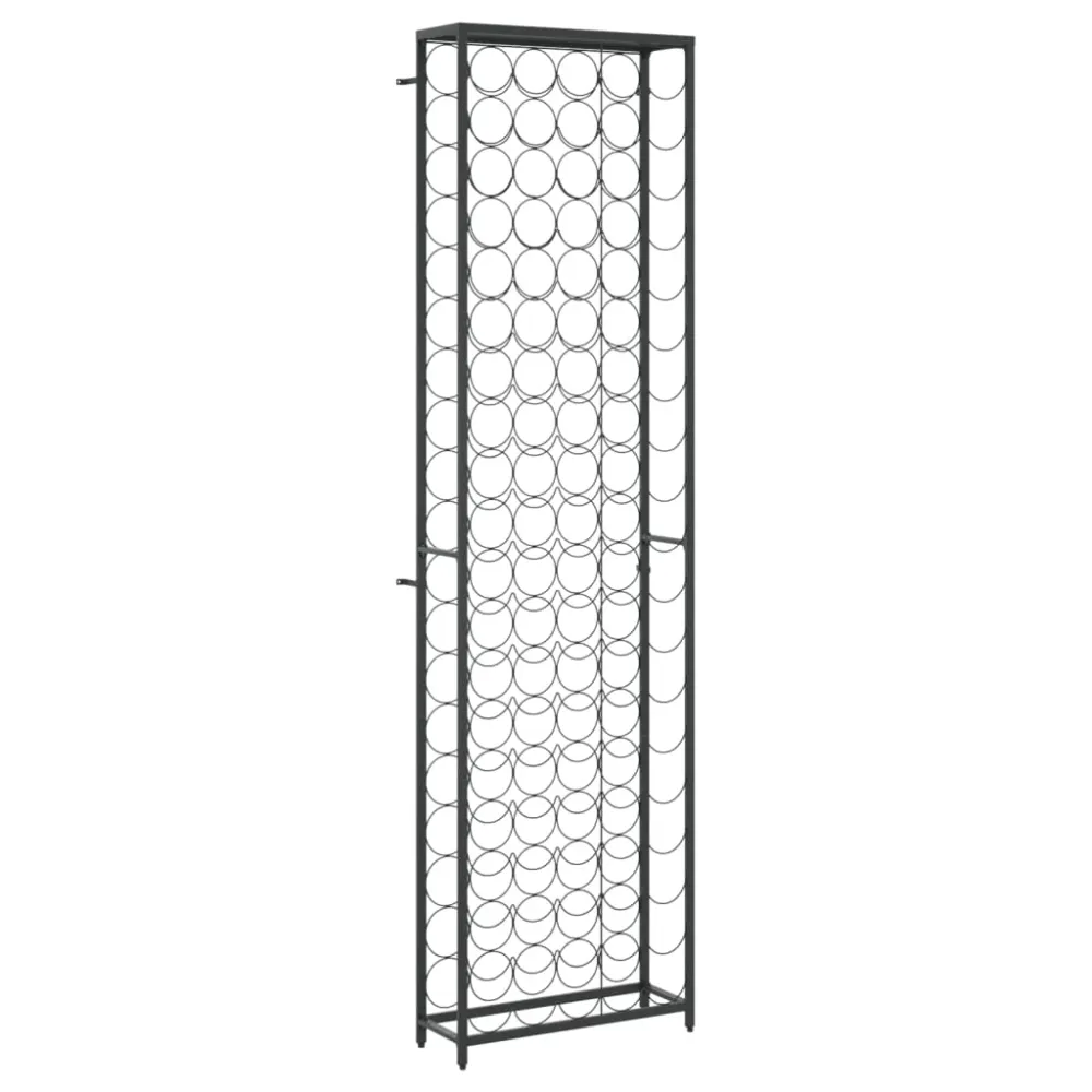 Casier range bouteilles étagère de rangement vin de 95 bouteilles 54 x 18 x 200cm fer forgé noir DEC024281