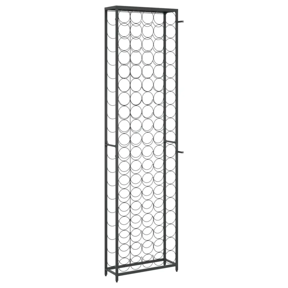 Casier range bouteilles étagère de rangement vin de 95 bouteilles 54 x 18 x 200cm fer forgé noir DEC024281