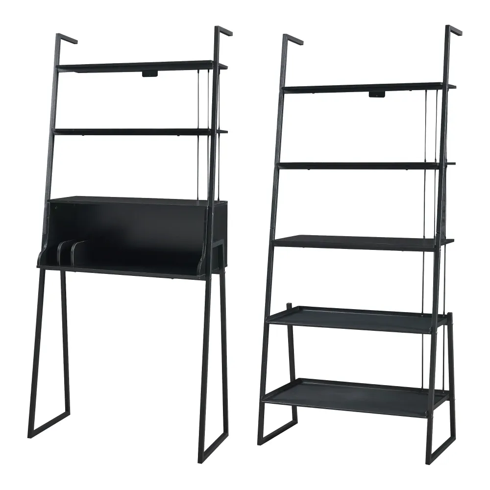 Ensemble de 2 meubles avec bureau et étagère échelle noir 03_0009365 - 30 x 15 cm