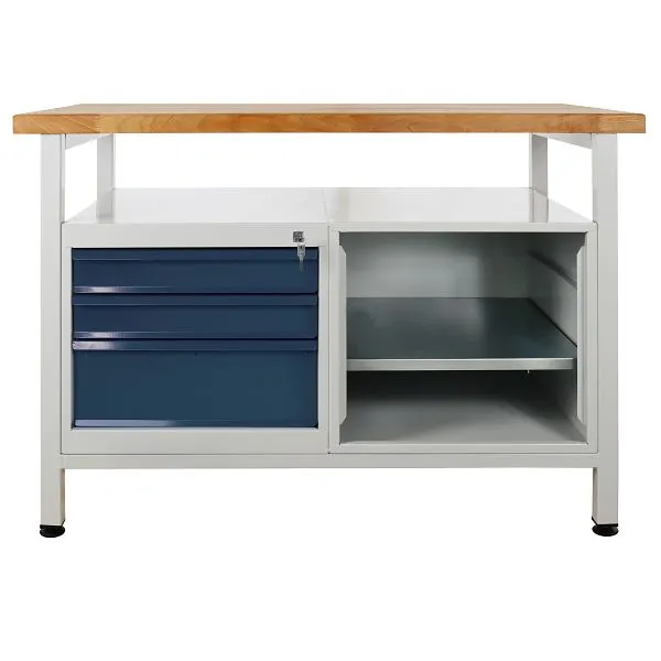 Etabli ADB 1 partie étagère + 3 tiroirs étagère dimensions : 1200x600x840mm (LxPxH) couleur table de travail : gris RAL 70...