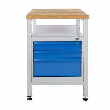 Etabli ADB serré 3 tiroirs et étagère dimensions LxPxH : 600x600x840 mm couleur table de travail : gris RAL 7035 couleur t...