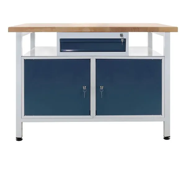 Etabli ADB 1 tiroir + 2 portes étagère dimensions : 1200x600x840mm (LxPxH) couleur table de travail : gris RAL 7035 couleu...