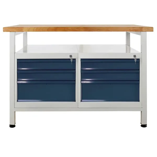 Etabli ADB 6 tiroirs et étagère dimensions : 1200x600x840mm (LxPxH) couleur table de travail : gris RAL 7035 couleur porte...