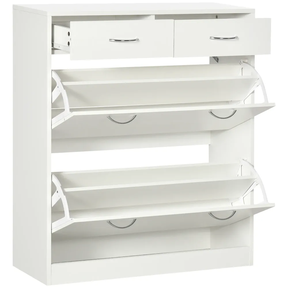 Meuble à chaussures armoire à chaussures - 2 tiroirs et 2 portes abattantes avec étagère réglable - 80 x 30 x 91,5 cm - po...