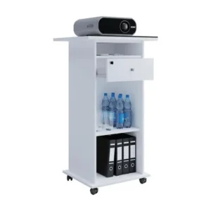 Neta étagère de bureau support pour projecteur 1 tiroir 2 tablettes blanc. | Livraison Rapide