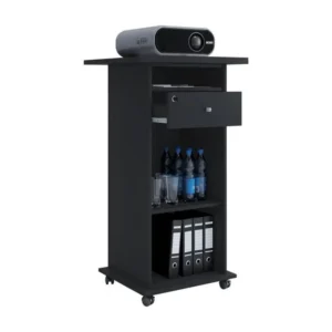Neta étagère de bureau support pour projecteur 1 tiroir 2 tablettes noir. avec Ventouses