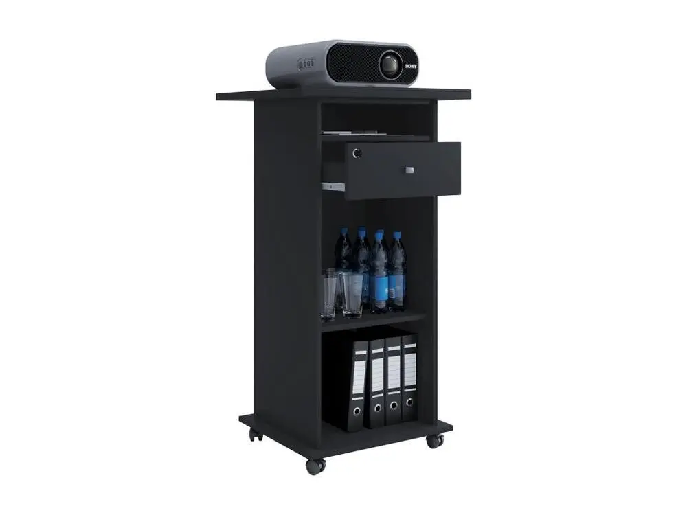 Neta étagère de bureau support pour projecteur 1 tiroir 2 tablettes noir. avec Ventouses