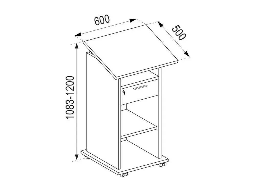 Neta étagère de bureau support pour projecteur 1 tiroir 2 tablettes noir. avec Ventouses