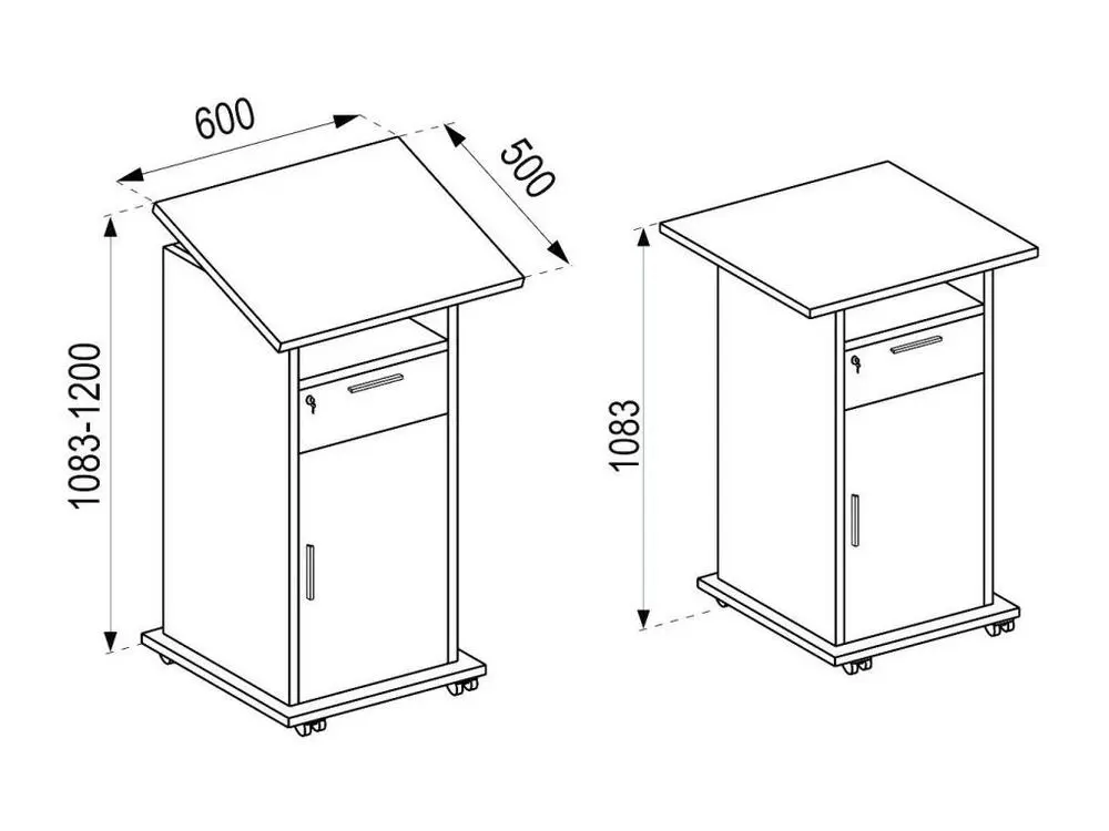 Neta étagère de bureau support pour projecteur 1 porte 1 tiroir noir. Set d'organisation 5 pièces