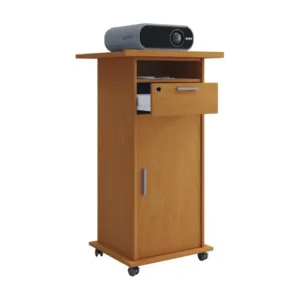 Neta étagère de bureau support pour projecteur 1 porte 1 tiroir hêtre décor. avec Compartiments Multiples