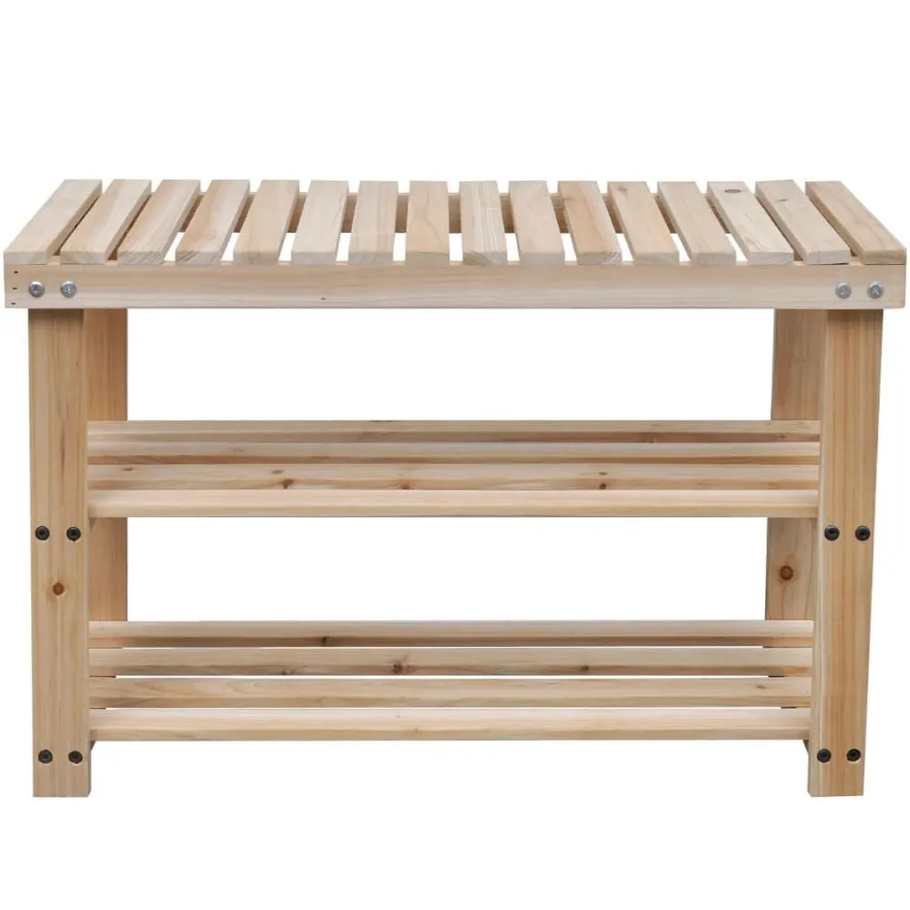 Organisateur de tiroir Étagère à chaussures 2 en 1 avec dessus banc 2 pcs Bois massif