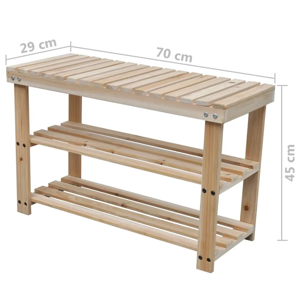 Organisateur de tiroir Étagère à chaussures 2 en 1 avec dessus banc 2 pcs Bois massif