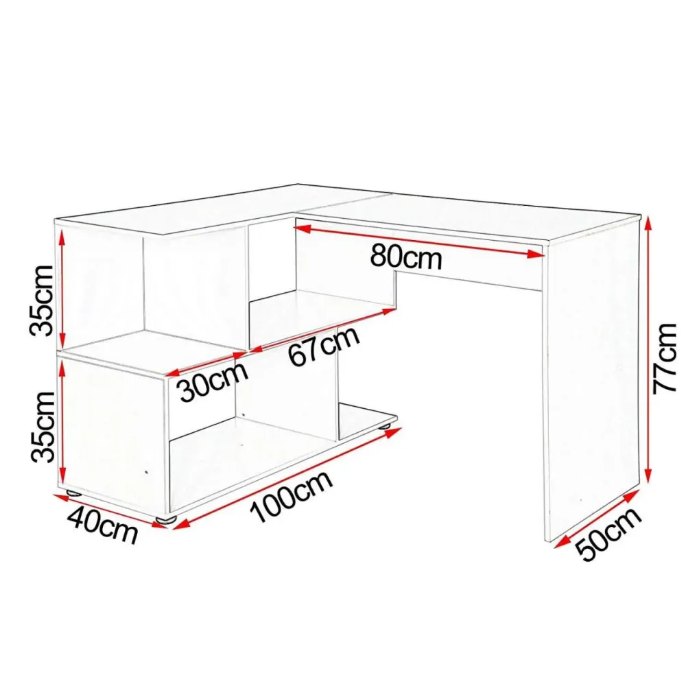 Professionnel Haute Qualité Bureau adulte d'angle avec étagères 100 cm blanc 19_0000549