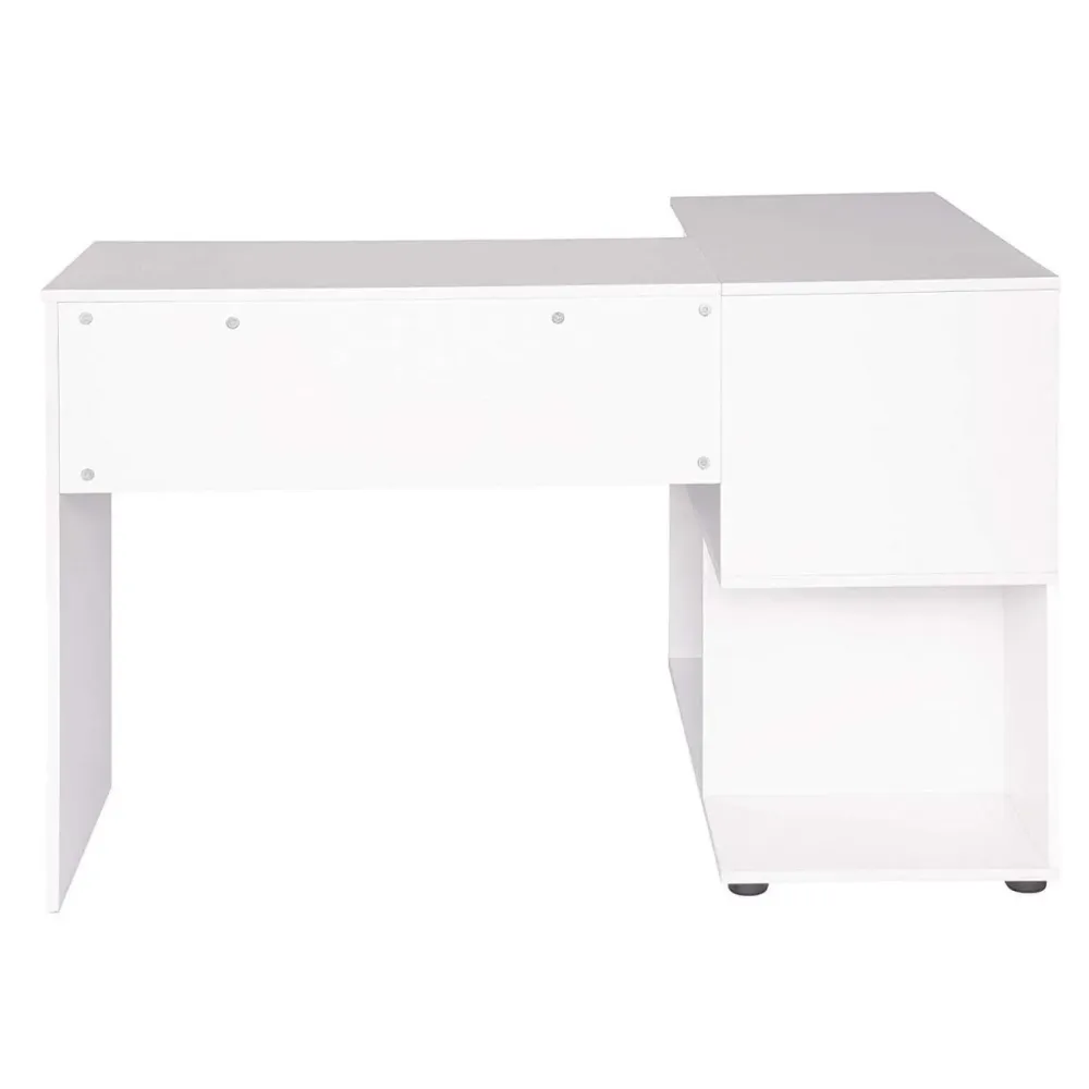 Range-câbles adhésif Bureau adulte d'angle avec étagères 100 cm blanc 19_0000549