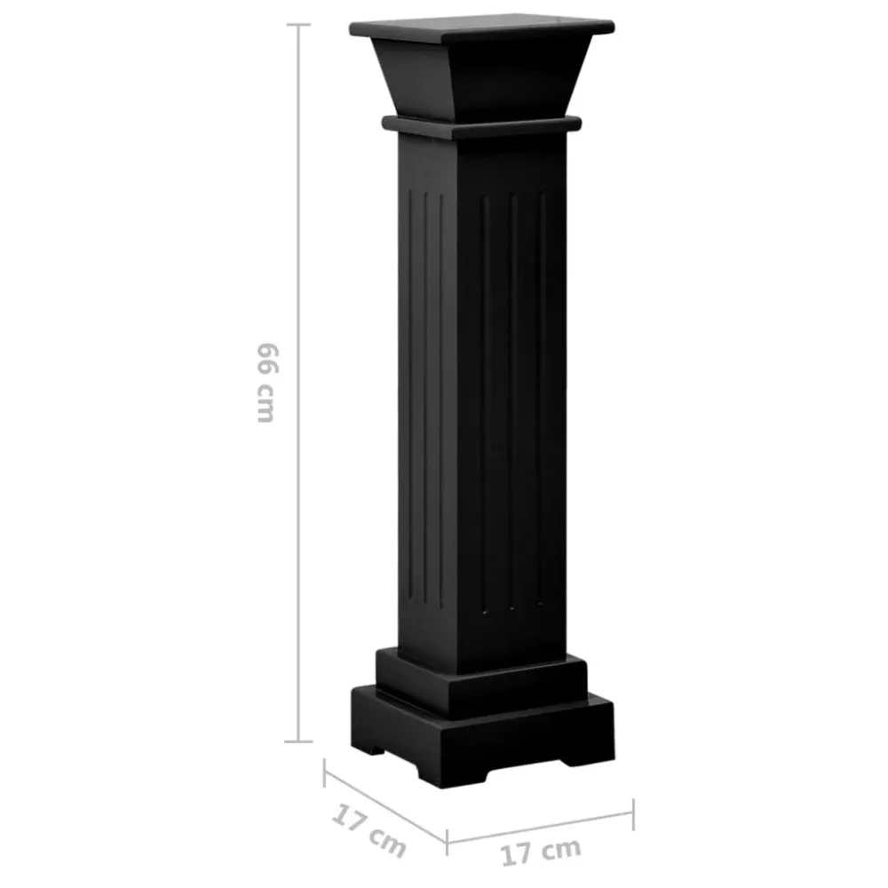 Support pilier traditionnel carré pour plantes 17 x 17 x 66 cm mDF noir 02_0045033