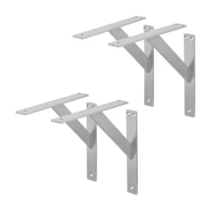 4x Support étagère murale fixation flottante aluminium argent durable 240x240 mm