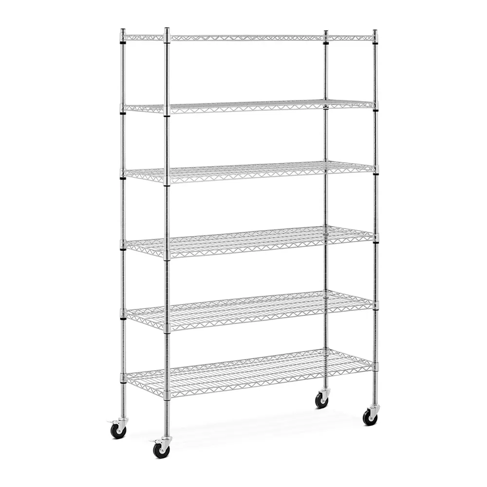 Étagère charge lourde métallique 120 x 45 x 190 cm 90 kg 4 roulettes étagère sur pied étagère sans vis 14_0005155